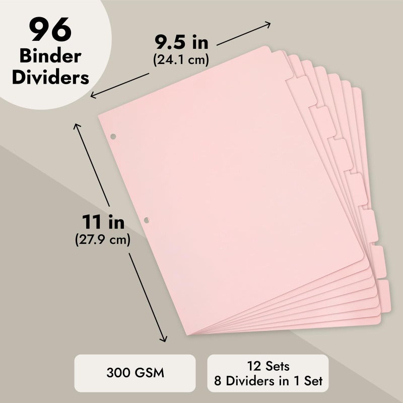 Paper Junkie Binder Dividers with Tabs - Letter Size, Pink, 96 Count - Dividers for 3-Ring Binder for School, Office Supplies & Nursing School Supplies - Image 4